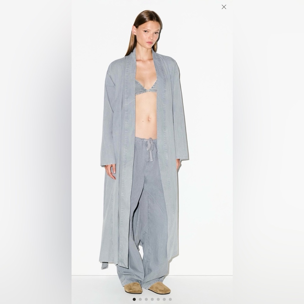 NWT - SKIMS Woven Lounge Long Robe - Pacific